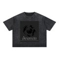 Abstract Motion Streetwear Shirt - Washed Black Minimal Graphic Tee
