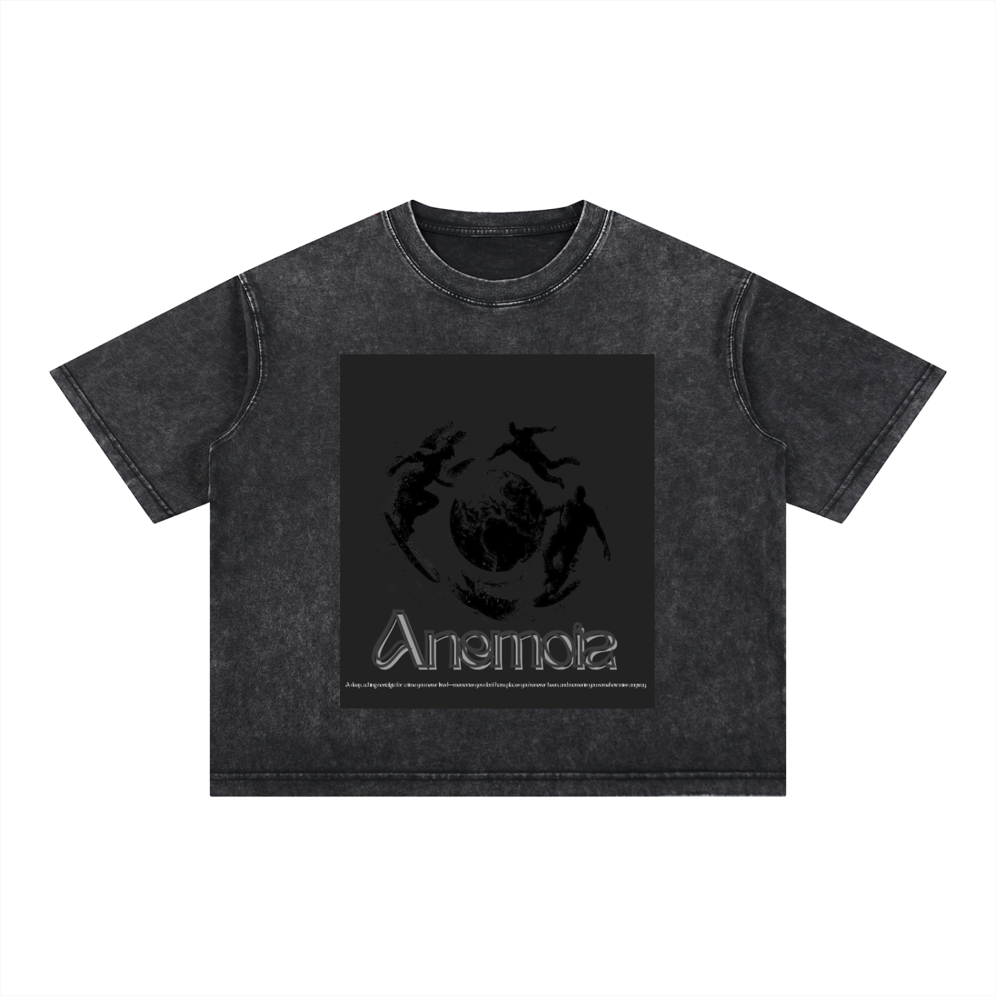 Abstract Motion Streetwear Shirt - Washed Black Minimal Graphic Tee