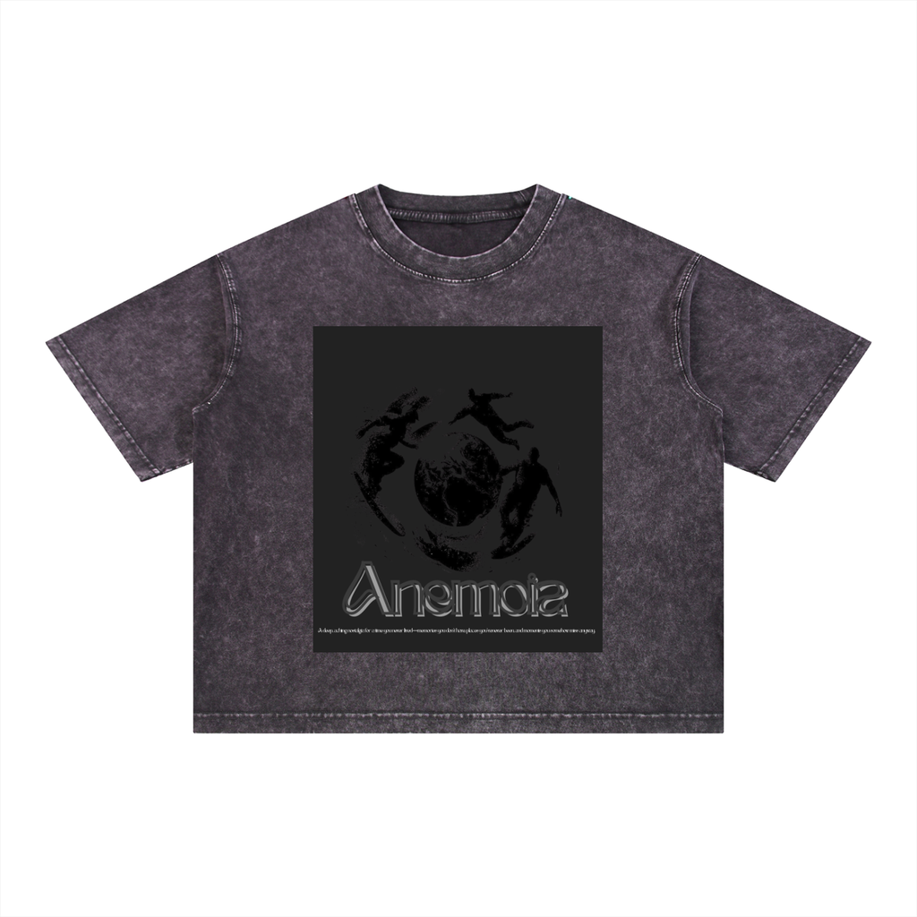 Abstract Motion Streetwear Shirt - Washed Black Minimal Graphic Tee