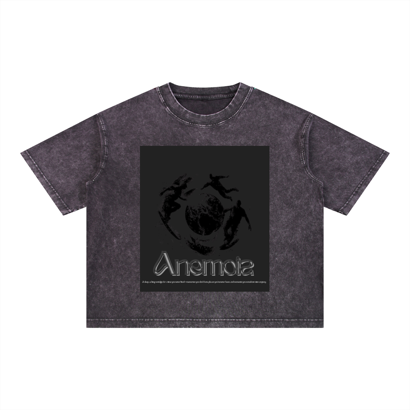 Abstract Motion Streetwear Shirt - Washed Black Minimal Graphic Tee