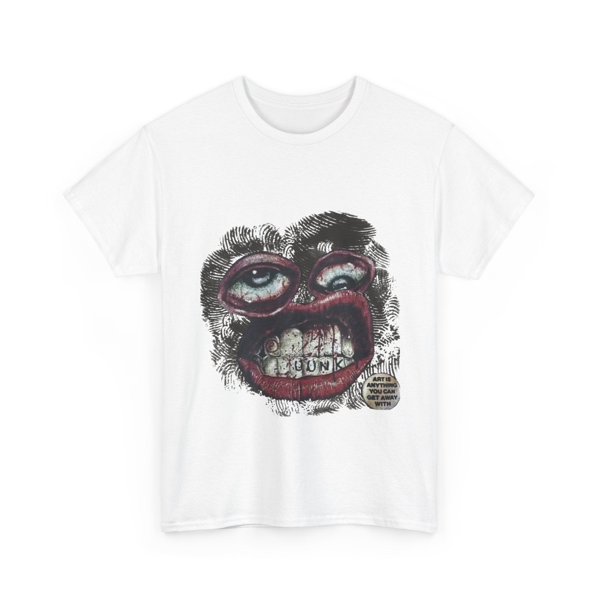 Distorted Face Thrifted Streetwear Tee | Vintage Grunge Graphic T-Shirt