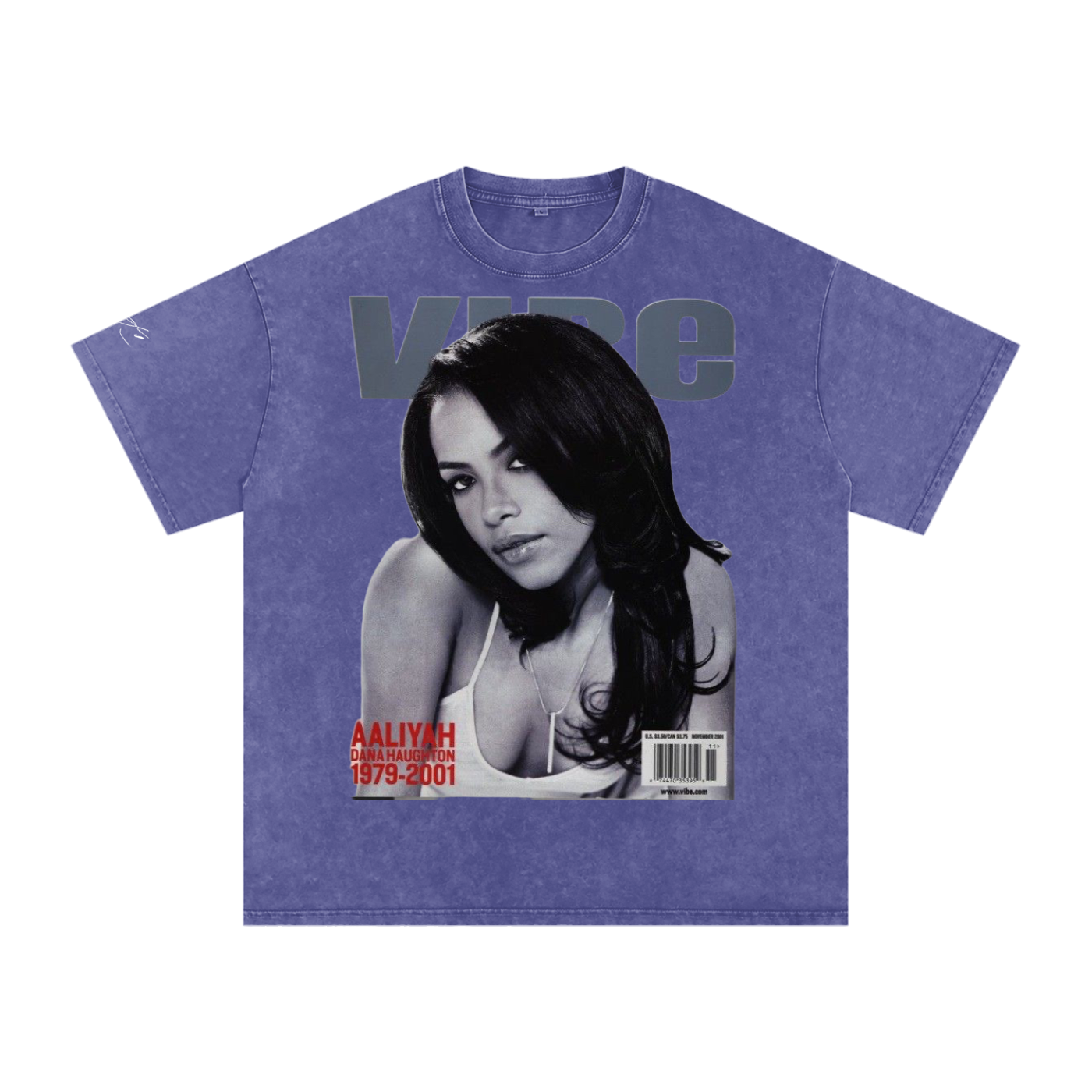 Aaliyah Snow Washed Unisex Fan Style T-Shirt, Vintage Streetwear Cotton Tee