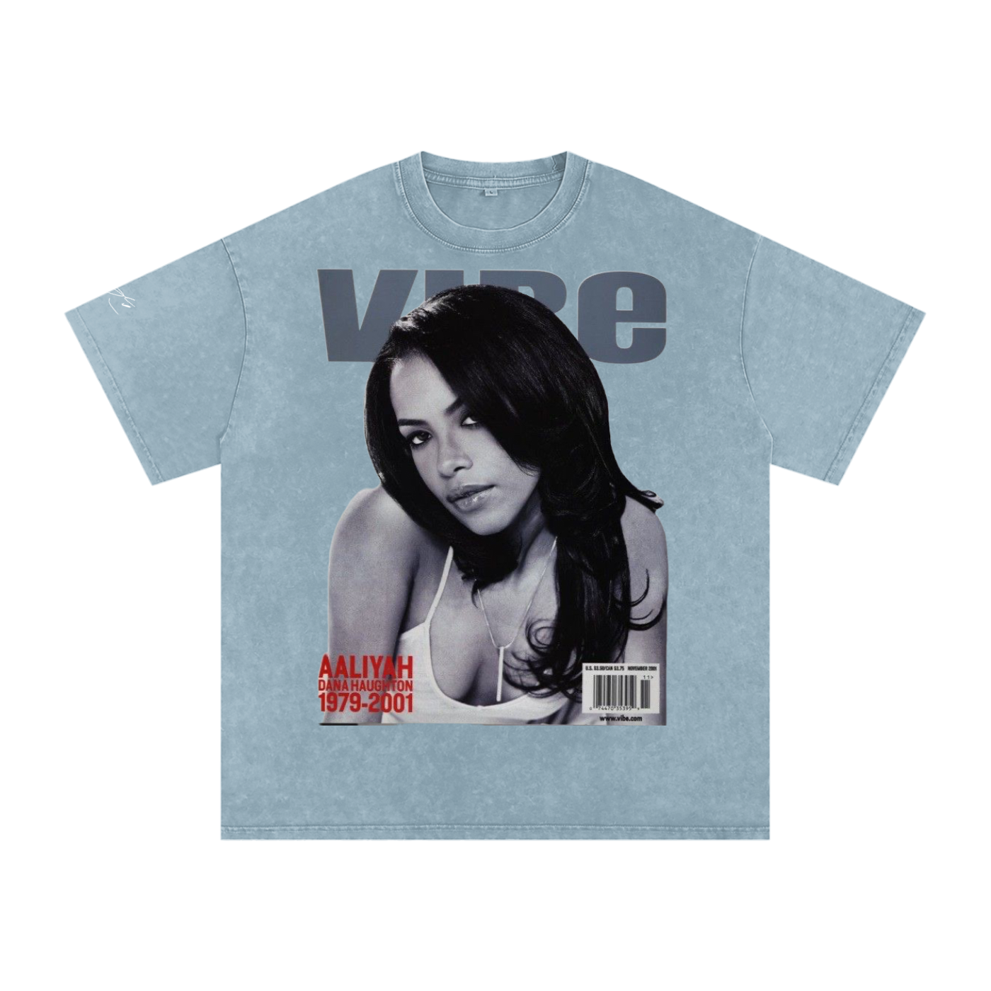 Aaliyah Snow Washed Unisex Fan Style T-Shirt, Vintage Streetwear Cotton Tee