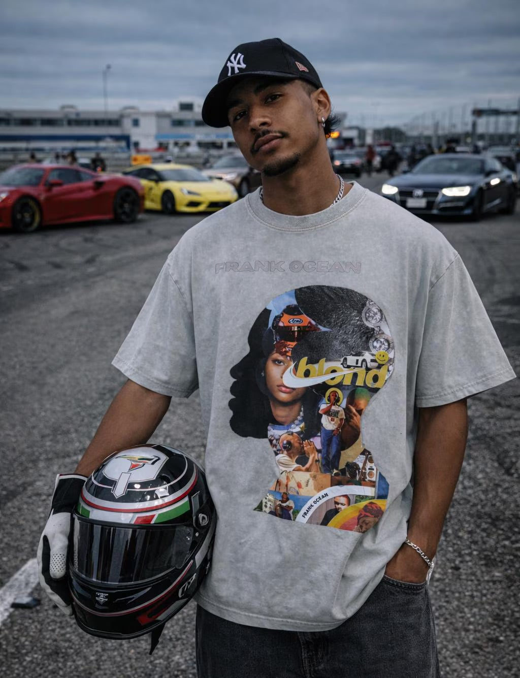 Vintage Collage Silhouette Graphic T Shirt, Snow Washed Oversized Tee, Retro Streetwear Cotton Shirt, Unisex Urban Style