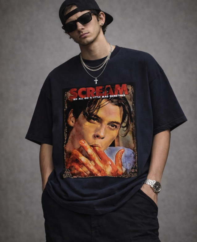 Horror Film Graphic Tee – Distressed Thriller Streetwear Shirt