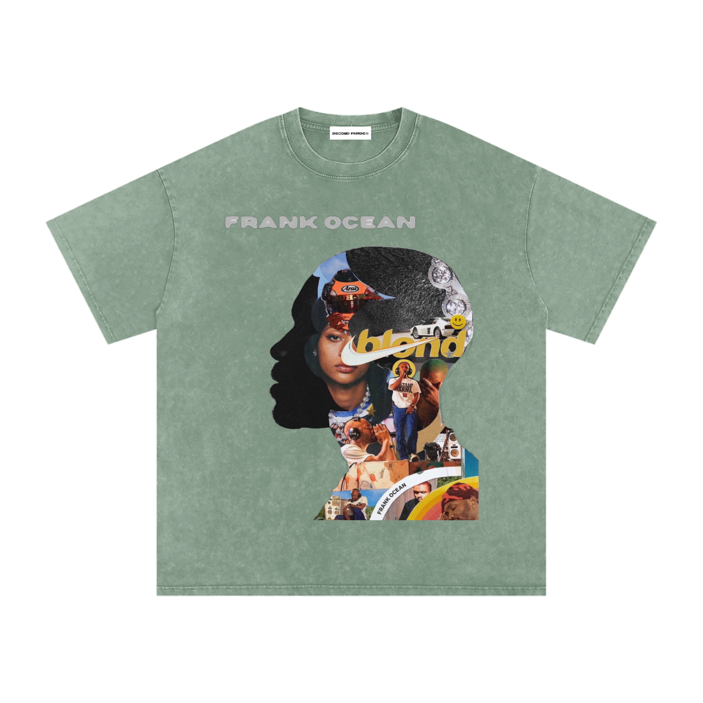 Vintage Collage Silhouette Graphic T Shirt, Snow Washed Oversized Tee, Retro Streetwear Cotton Shirt, Unisex Urban Style